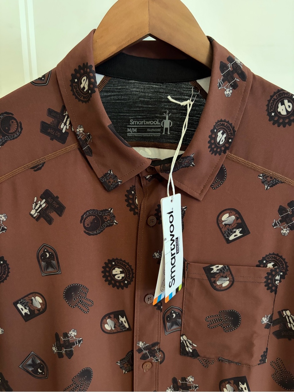 Smartwool Men’s Brown Printed Polo Shirt - Merino wool blend(trim)